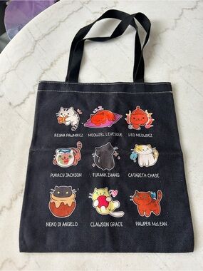 Black Cute Cat Character Tote Bag